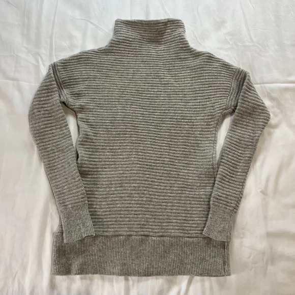 Madewell Light Gray Ribbed Mockneck Long Sleeve Pullover Sweater | Size XS - Picture 5 of 6